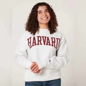 Harvard University Unisex White with Arched Red Logo Sweatshirt Sz Large